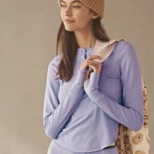 Free People Movement M Top Henley Purple Long Sleeve‎ Active Granola Girl Boho